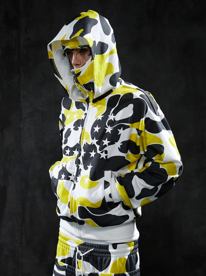 Star Camo Face Mask Zip-Up Hoodie
