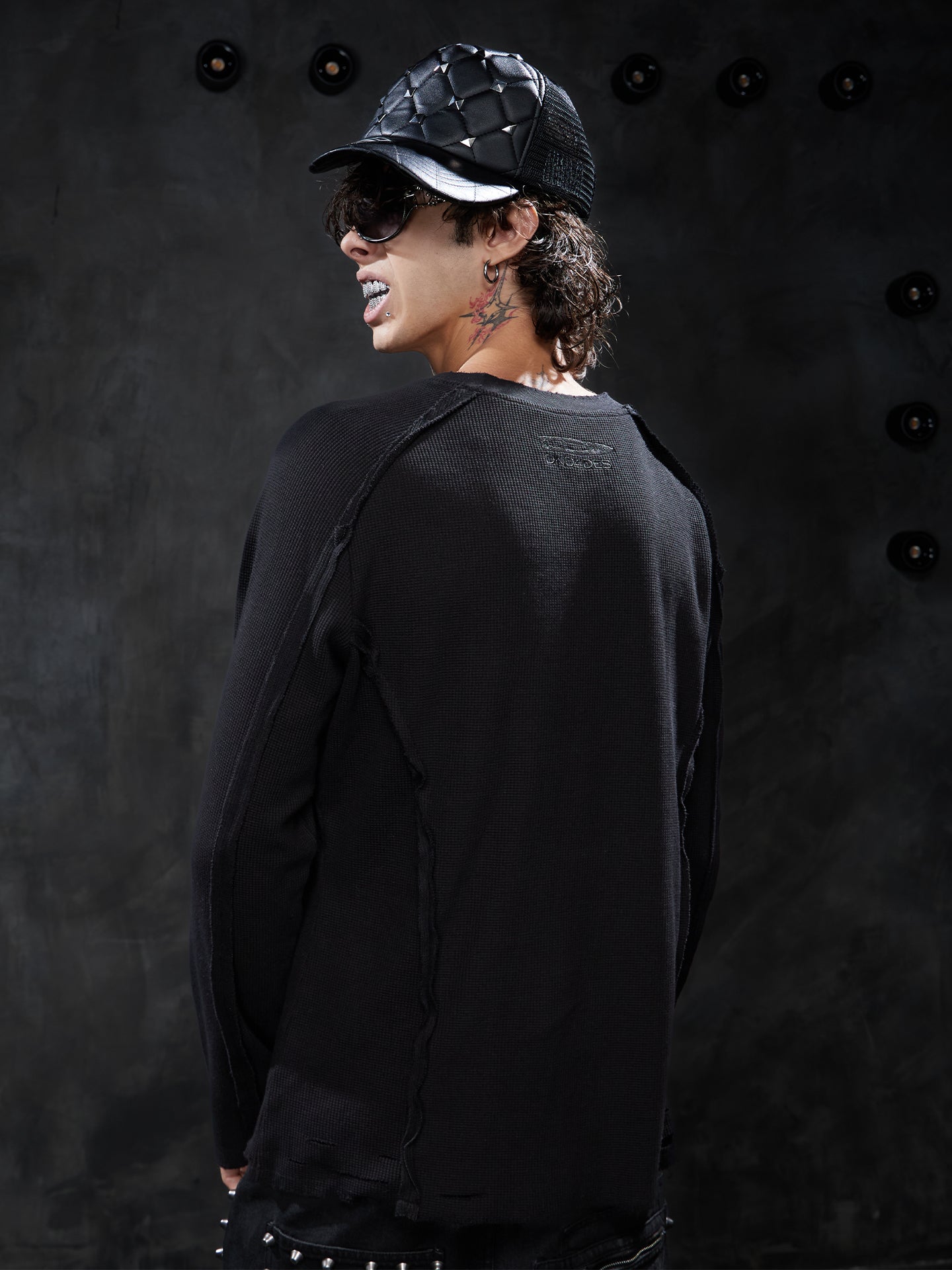 Distressed Deconstructed Waffle Long-Sleeve Tee