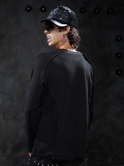 Distressed Deconstructed Waffle Long-Sleeve Tee