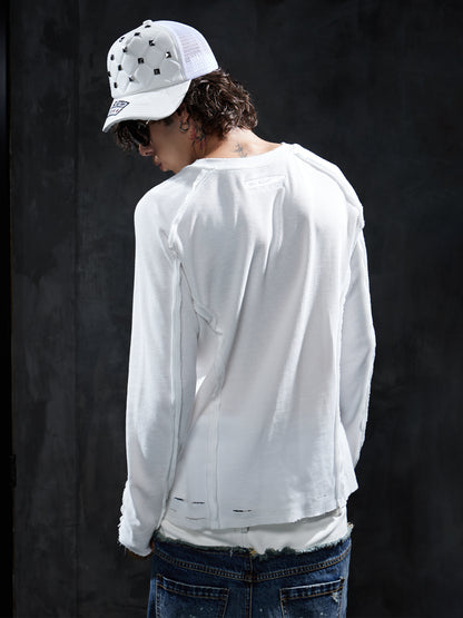 Distressed Deconstructed Waffle Long-Sleeve Tee