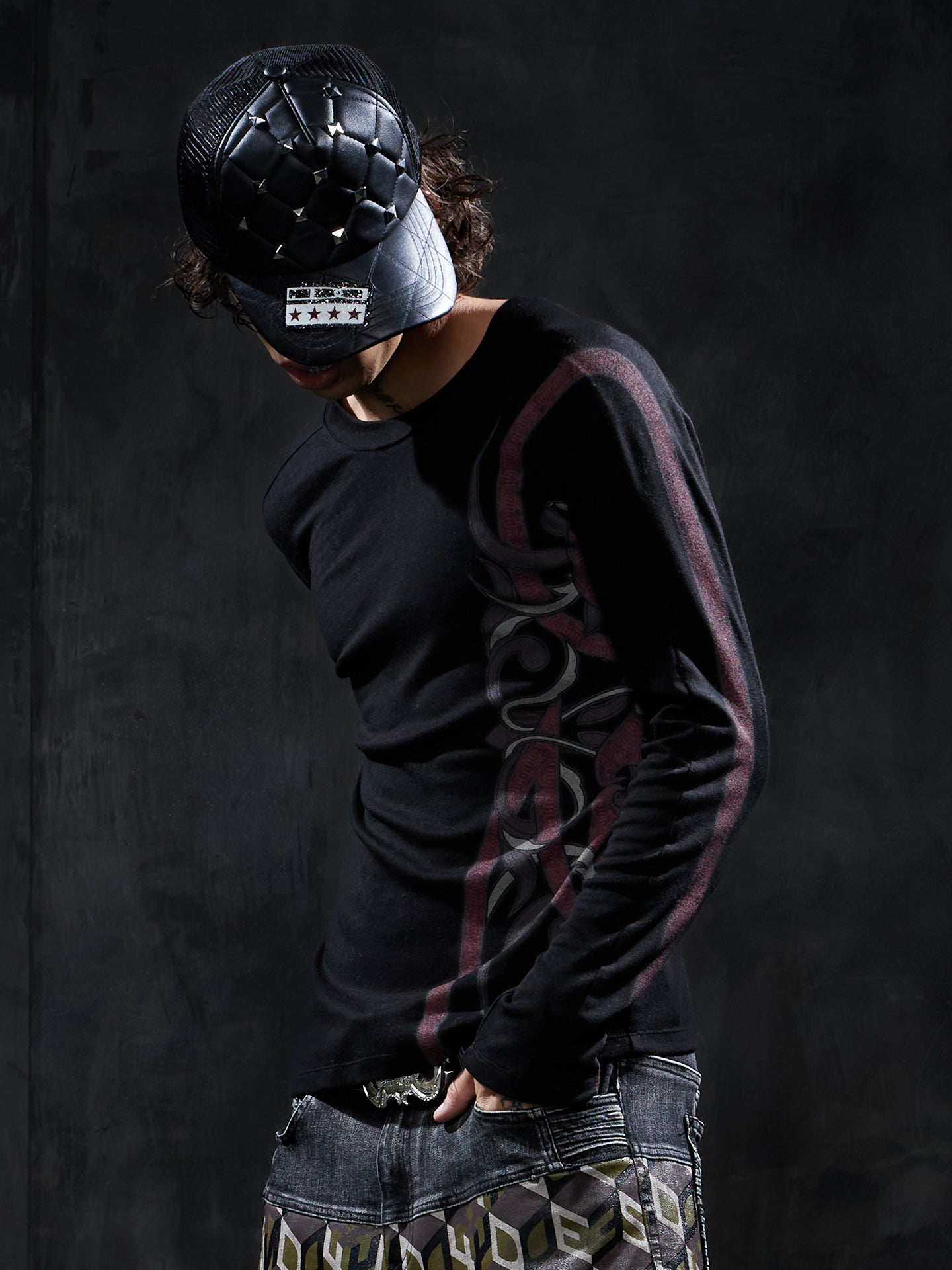 Tribal Snake Graphic Slim-Fit Long-Sleeve Tee