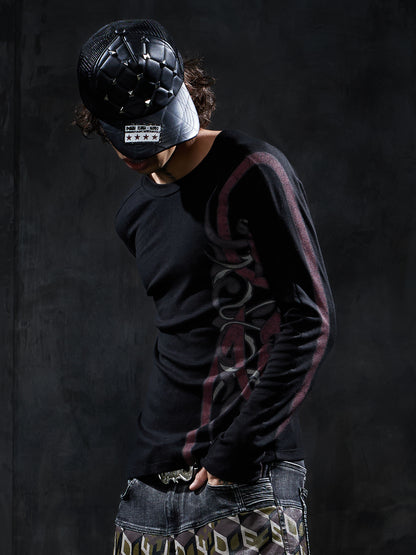 Tribal Snake Graphic Slim-Fit Long-Sleeve Tee