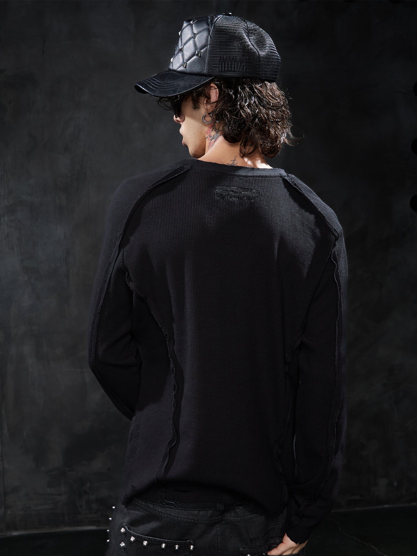 Distressed Deconstructed Waffle Long-Sleeve Tee