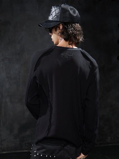 Distressed Deconstructed Waffle Long-Sleeve Tee