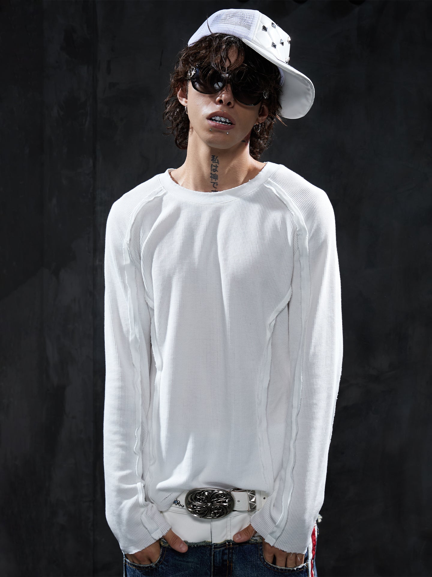 Distressed Deconstructed Waffle Long-Sleeve Tee