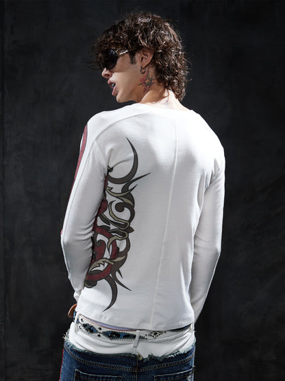 Tribal Snake Graphic Slim-Fit Long-Sleeve Tee