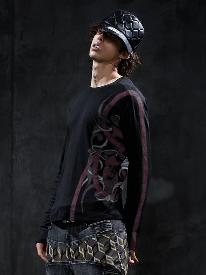 Tribal Snake Graphic Slim-Fit Long-Sleeve Tee
