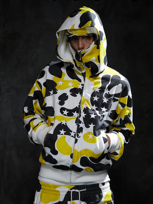 Star Camo Face Mask Zip-Up Hoodie
