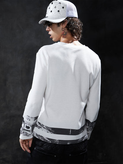 Y2K Portrait Graphic Waffle Long-Sleeve Tee