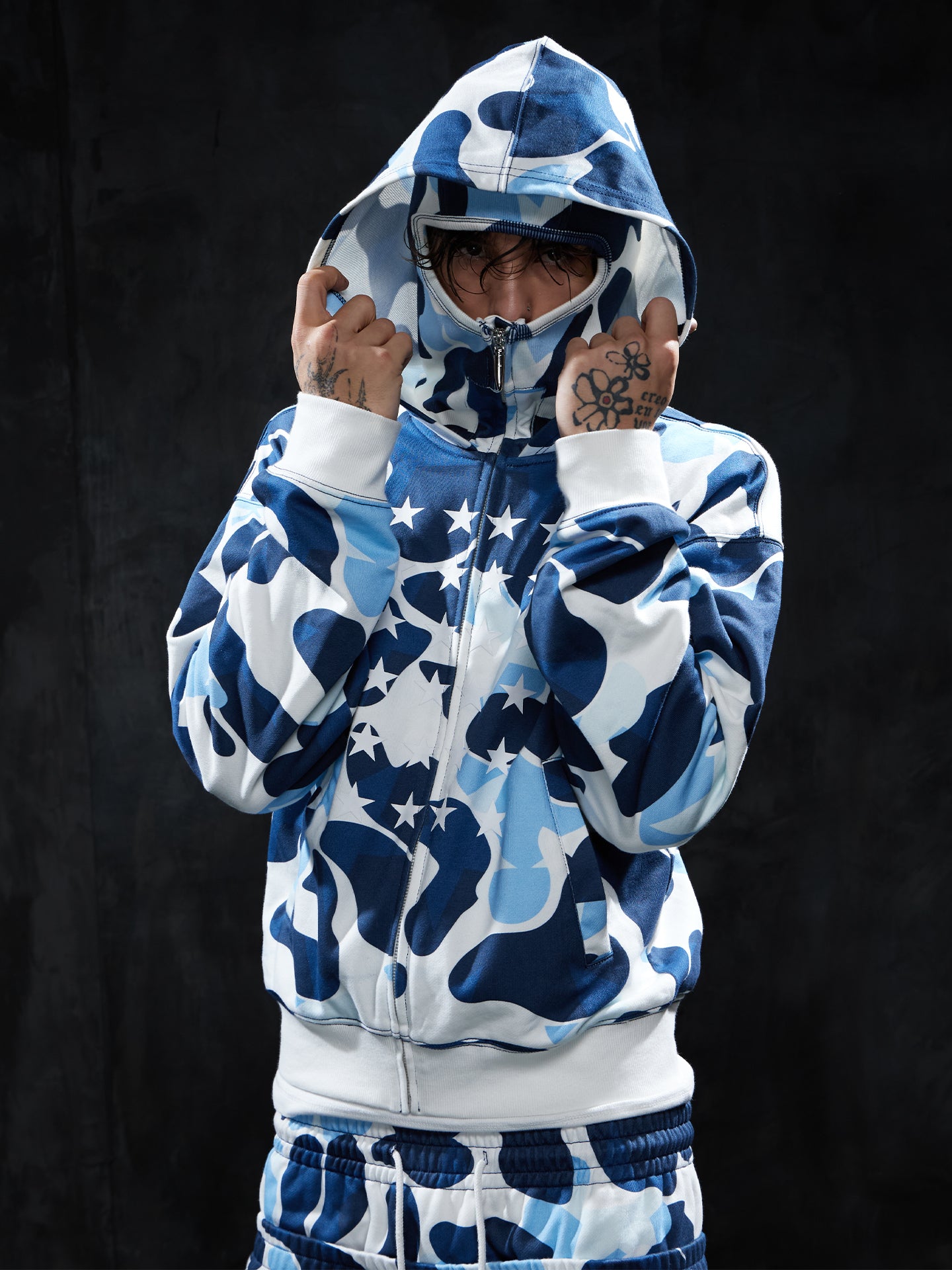 Star Camo Face Mask Zip-Up Hoodie