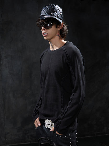Distressed Deconstructed Waffle Long-Sleeve Tee