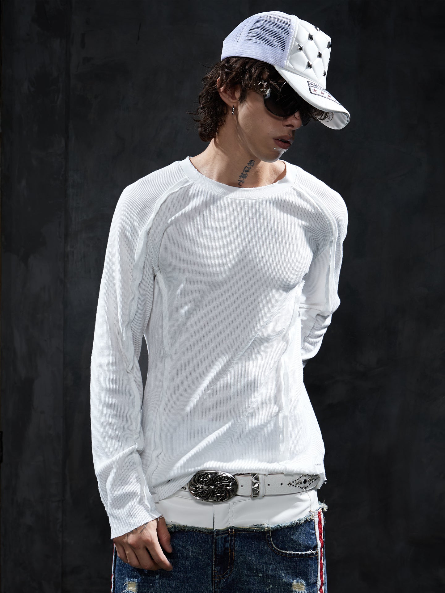 Distressed Deconstructed Waffle Long-Sleeve Tee