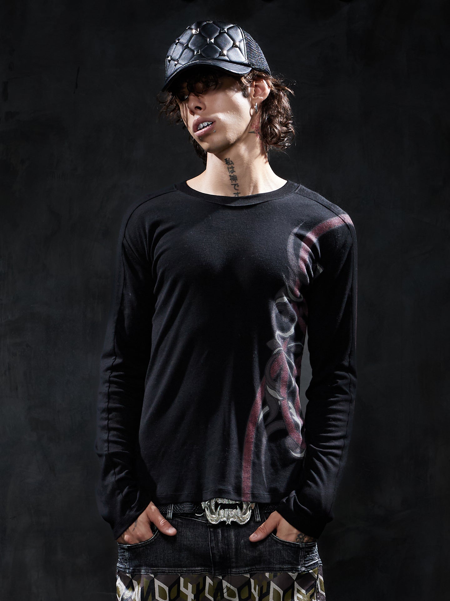 Tribal Snake Graphic Slim-Fit Long-Sleeve Tee
