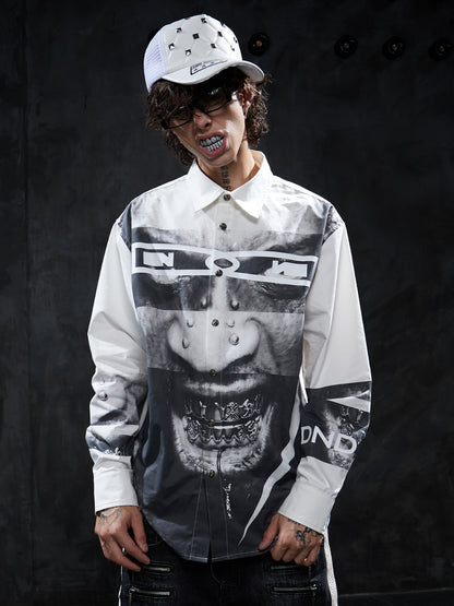 Cusal Graphic Oversized Long-Sleeve Shirt
