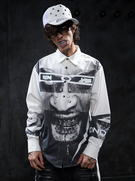 Cusal Graphic Oversized Long-Sleeve Shirt