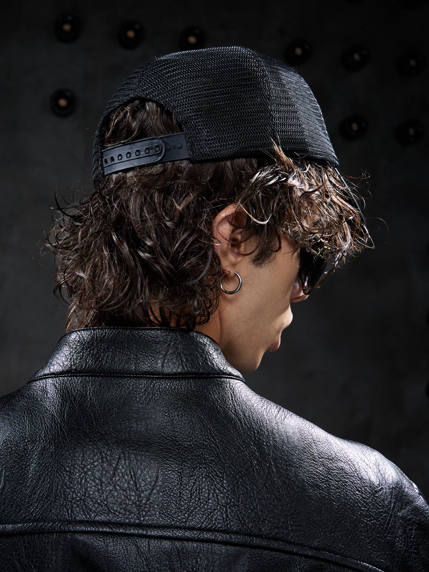 Punk Studded Quilted PU Trucker Cap
