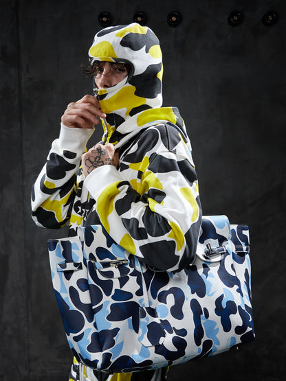 Camo Print Metal Buckle Oversized Tote Bag