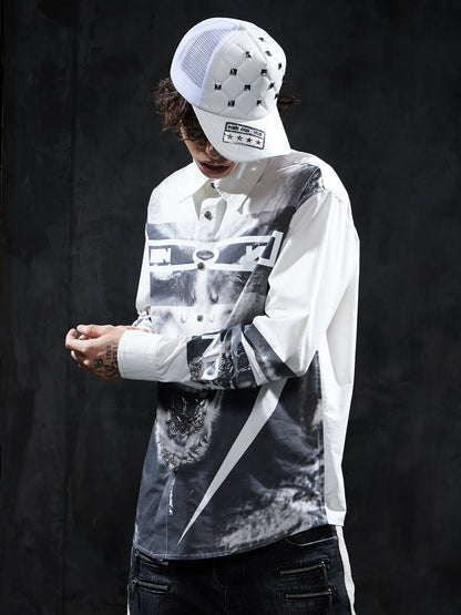 Cusal Graphic Oversized Long-Sleeve Shirt