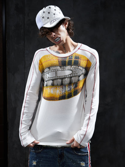Plaid Grillz Graphic Slim-Fit Long-Sleeve Tee