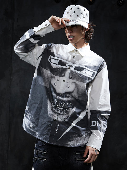 Cusal Graphic Oversized Long-Sleeve Shirt