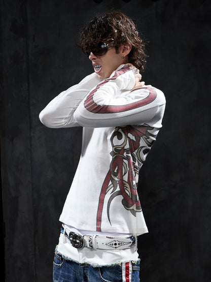 Tribal Snake Graphic Slim-Fit Long-Sleeve Tee