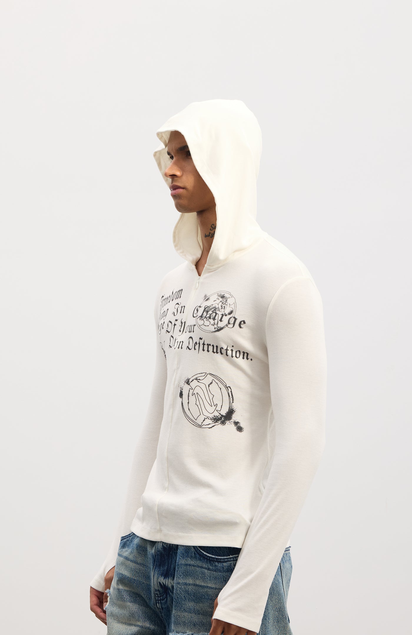 Hooded patchwork pullover