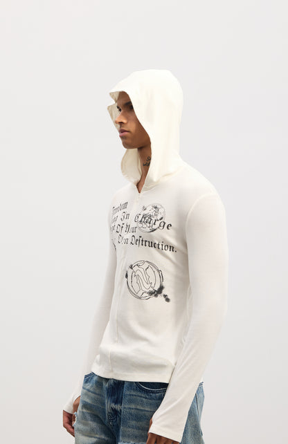 Hooded patchwork pullover
