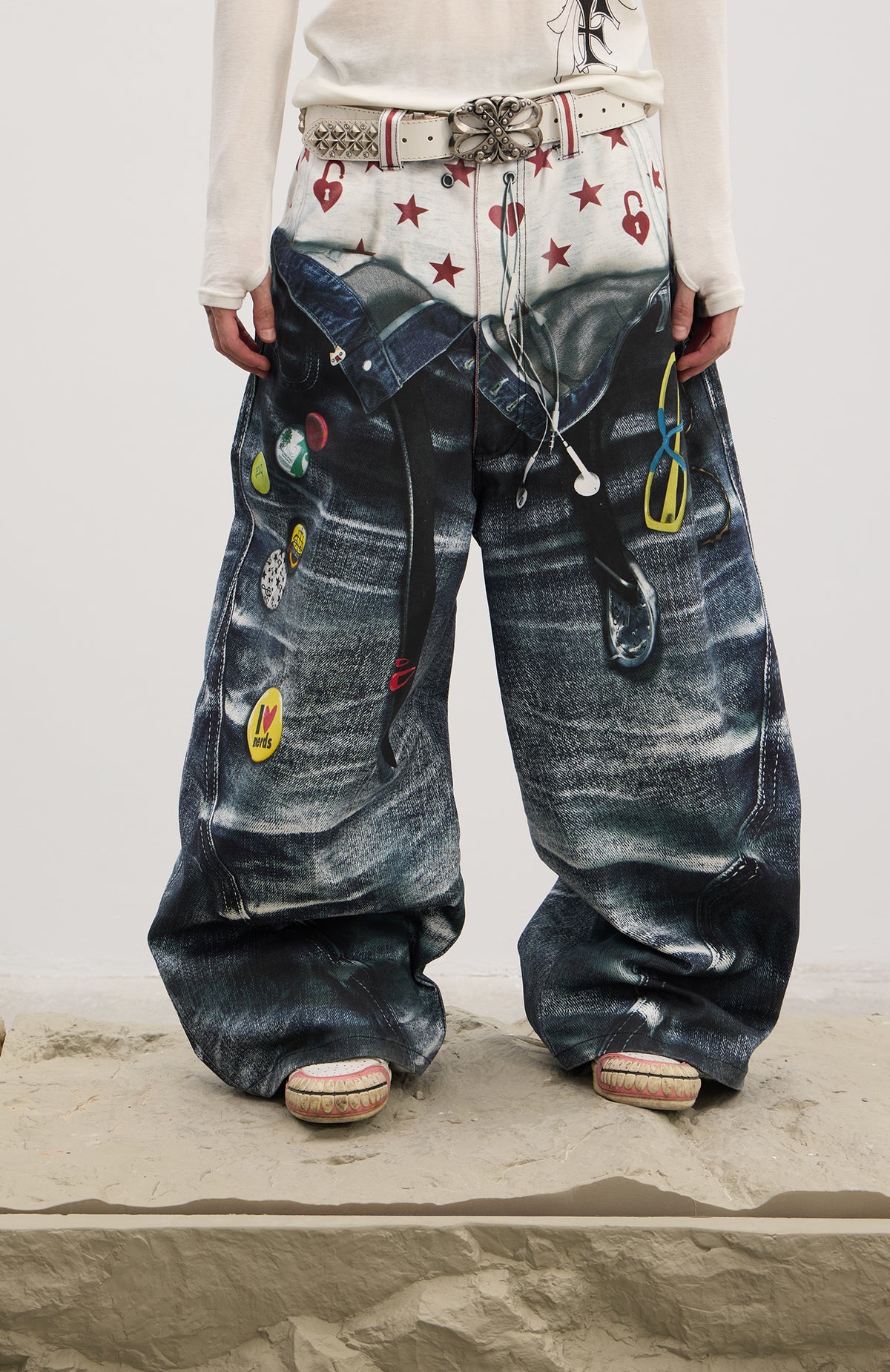 Y2K 00s Trompe-l'œil Double-Waist Baggy Jeans