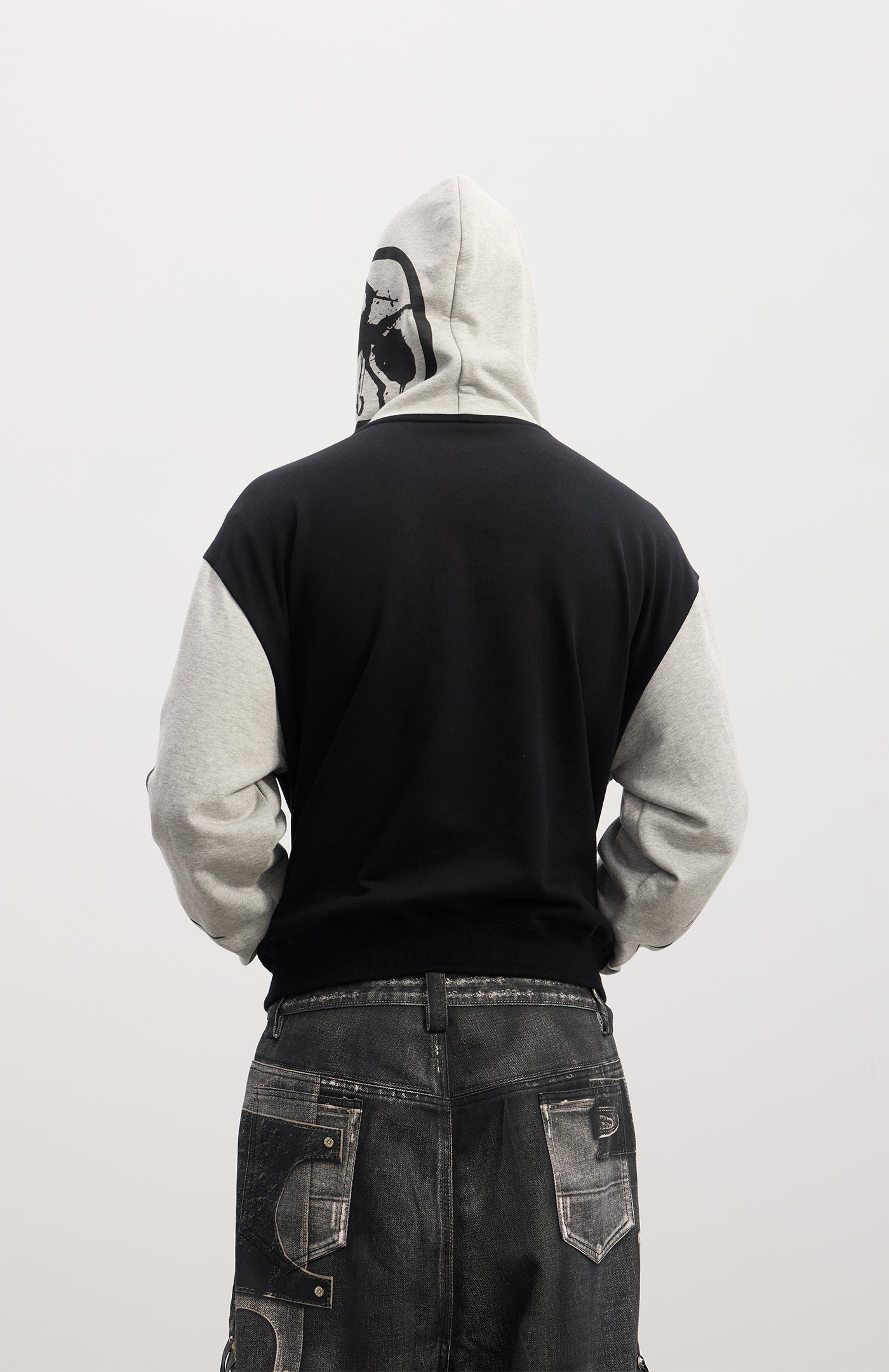 Gothic Rockstar Patchwork Graphic Hoodie