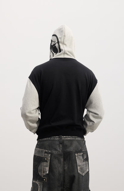 Gothic Rockstar Patchwork Graphic Hoodie