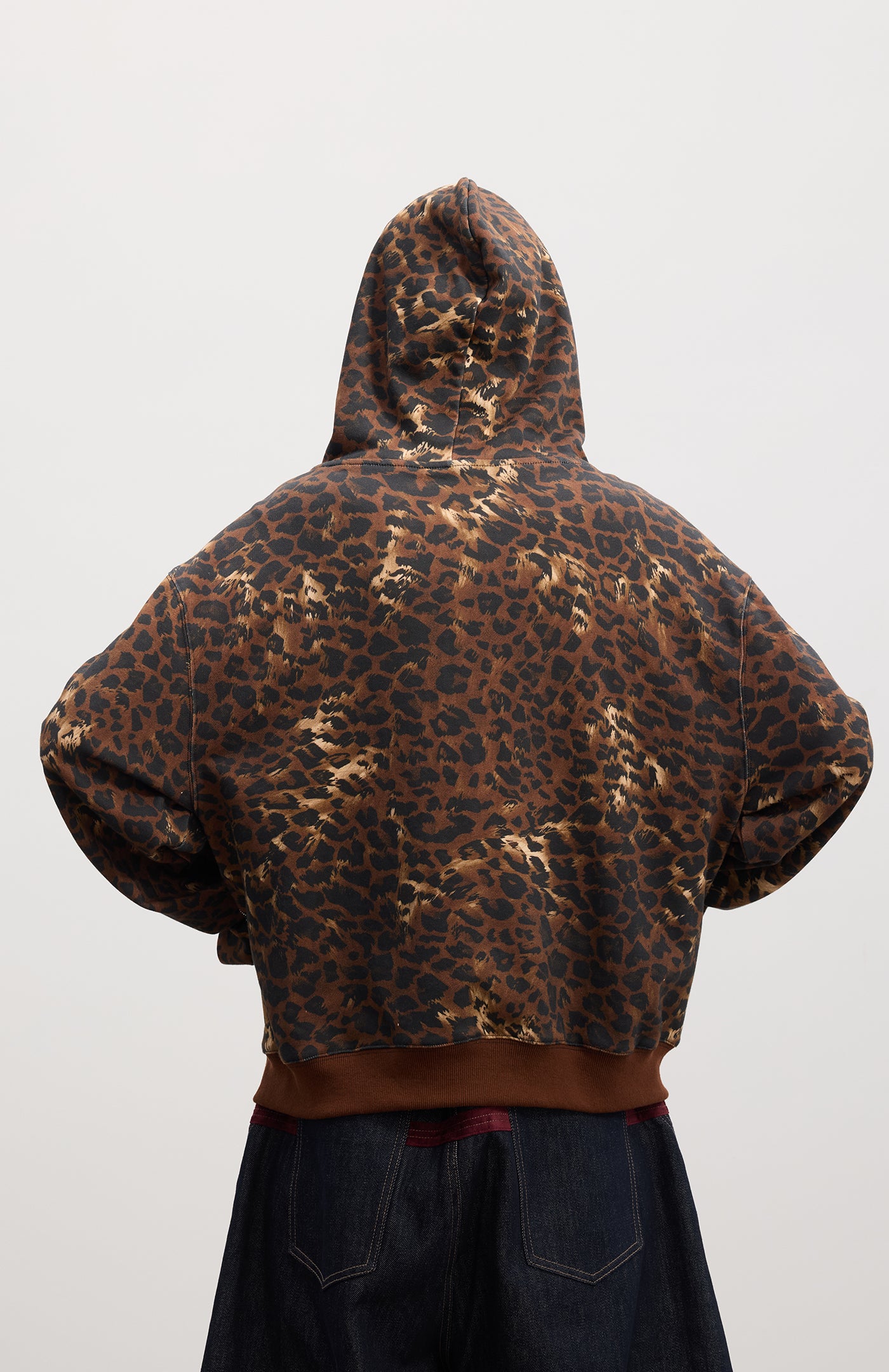 Cartoon rhinestone-studded leopard print sweater