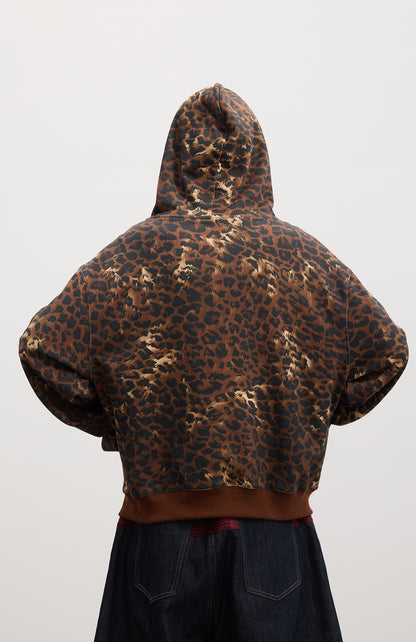 Cartoon rhinestone-studded leopard print sweater