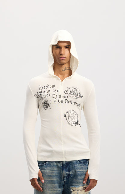 Hooded patchwork pullover