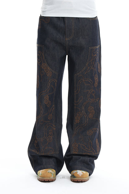 Serpent Weave Raw Denim Logger Pants