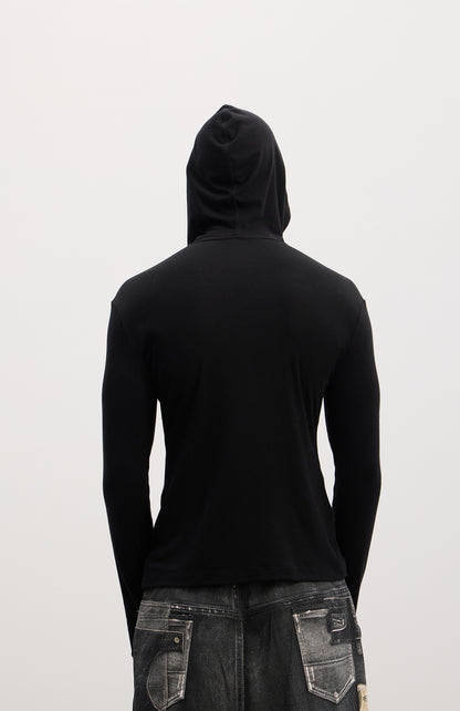 Hooded patchwork pullover