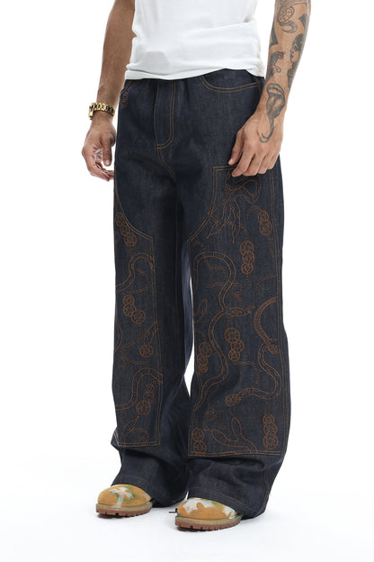 Serpent Weave Raw Denim Logger Pants
