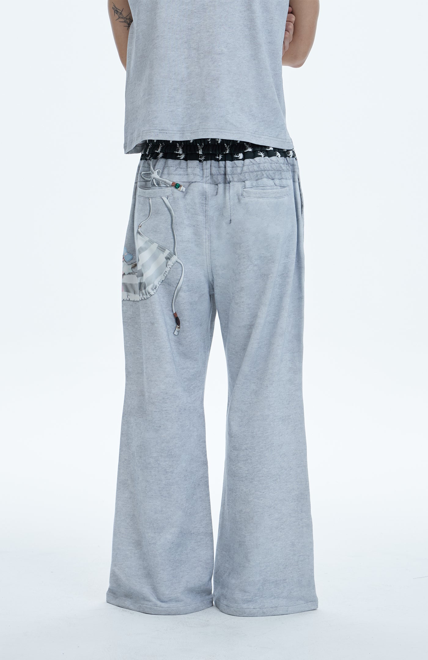 PLAY “D”oy Double-Waist Bikini&Doll Charm Graphic Cotton Baggy Pants