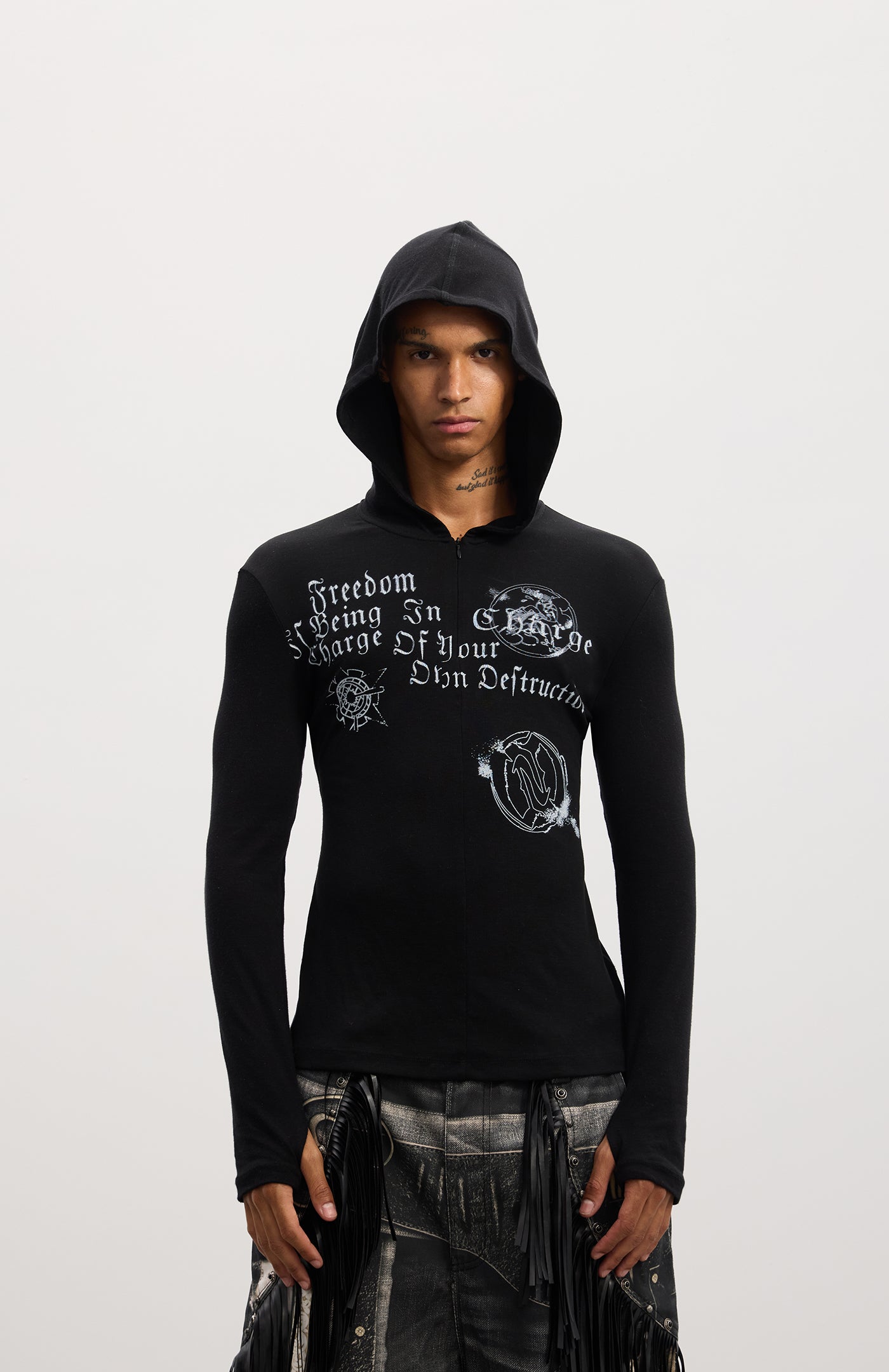 Hooded patchwork pullover