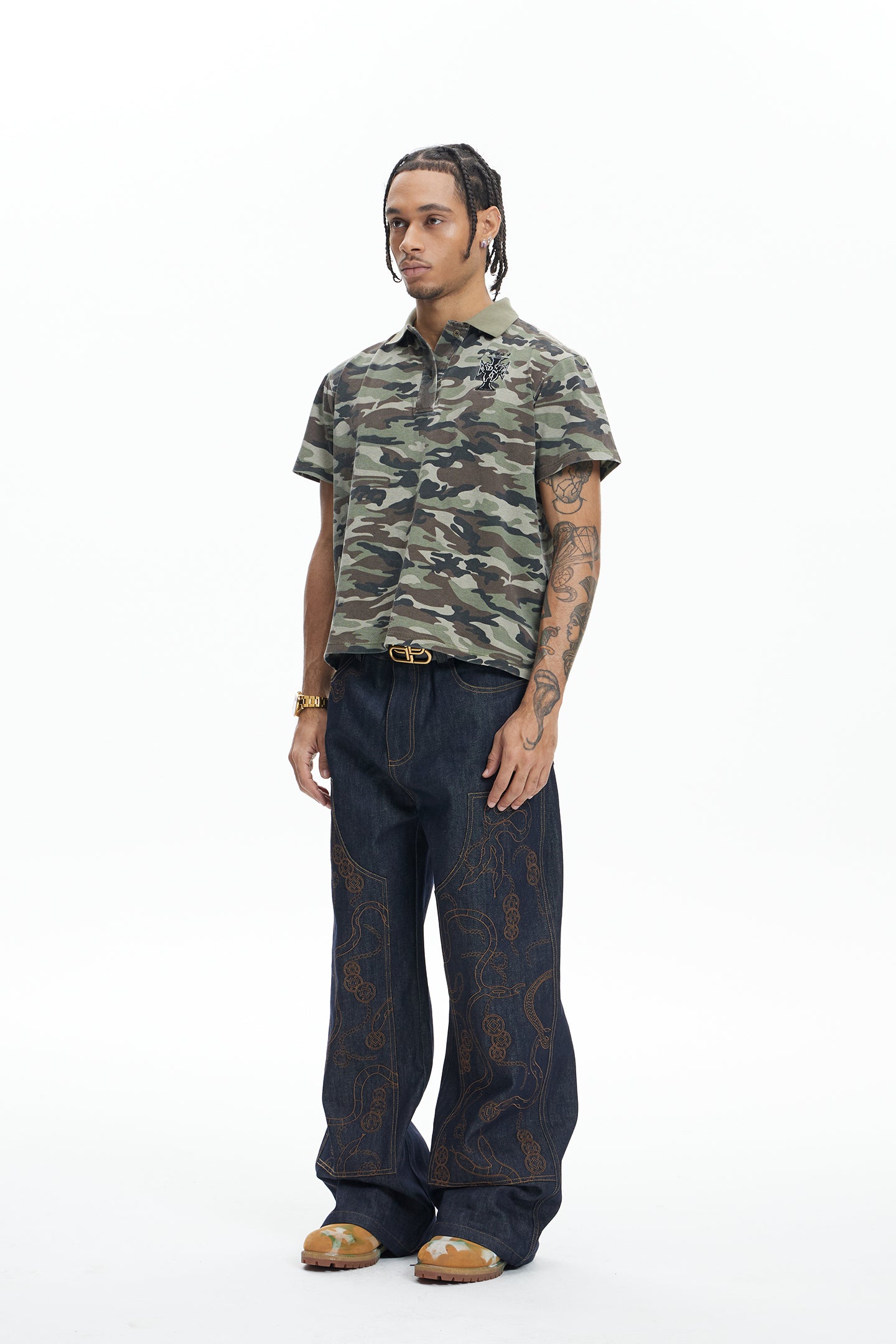 Serpent Weave Raw Denim Logger Pants