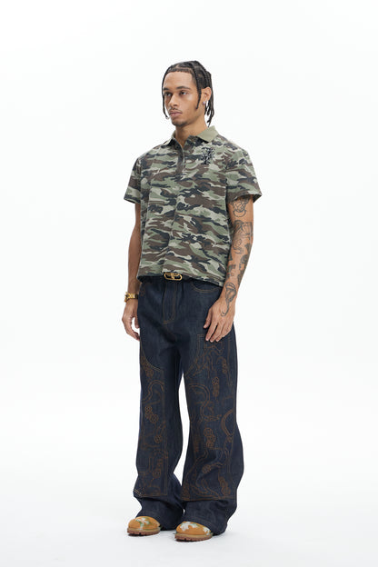 Serpent Weave Raw Denim Logger Pants