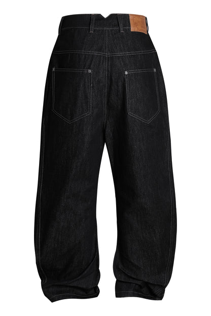 Avant-garde Curved Button-Down Raw Denim Curved Jeans