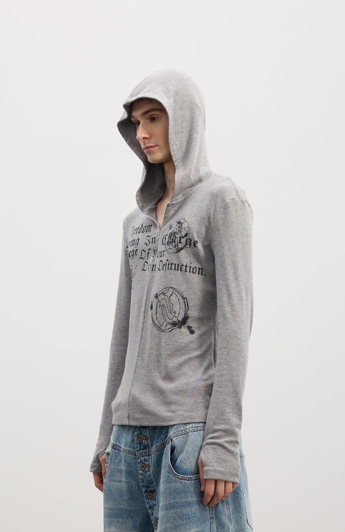 Hooded patchwork pullover