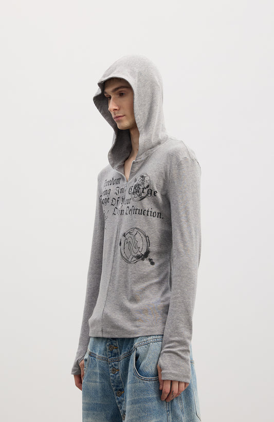 Hooded patchwork pullover
