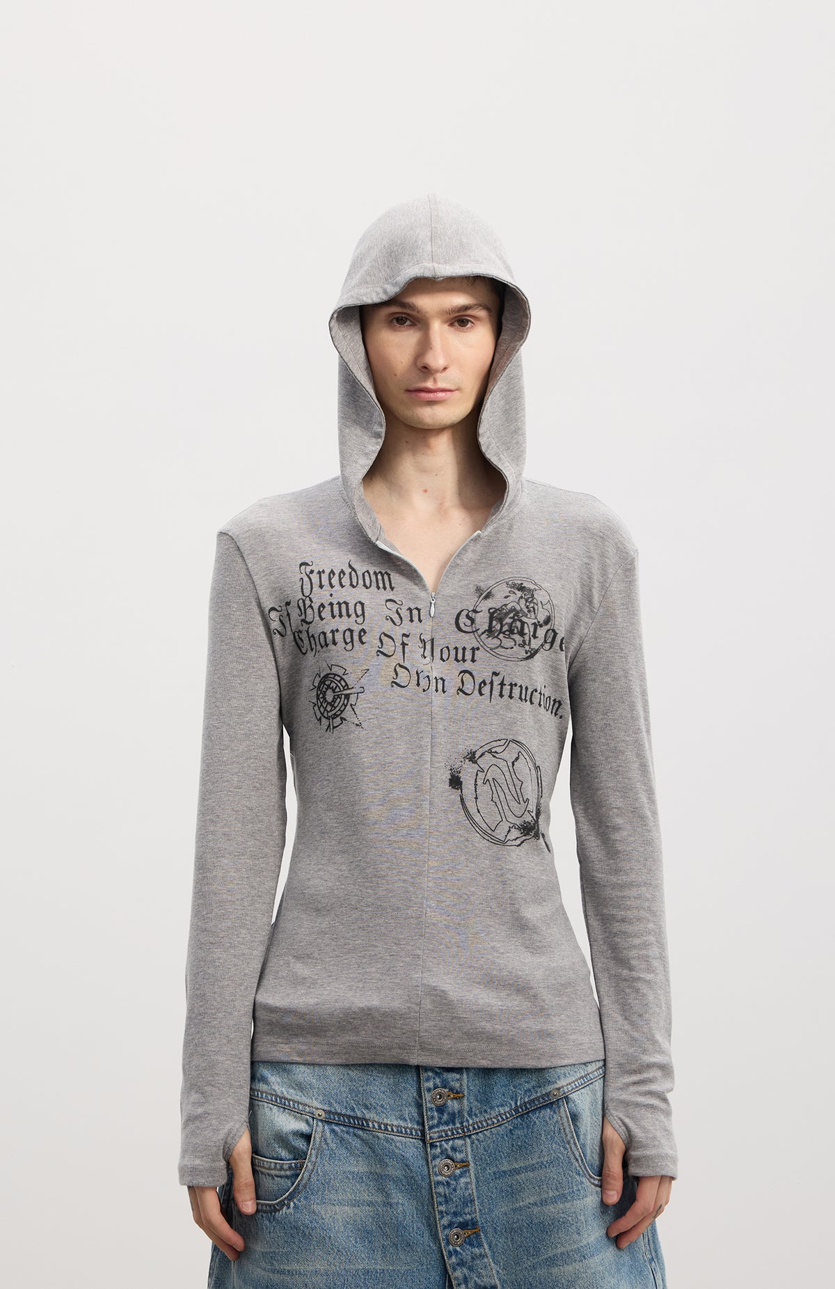 Hooded patchwork pullover