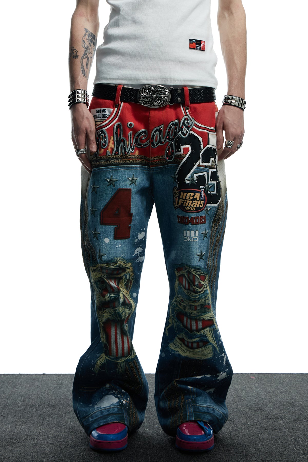 Bull Leopard Print Ripped Pants