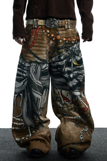All-Over Print Bead Chain Pants