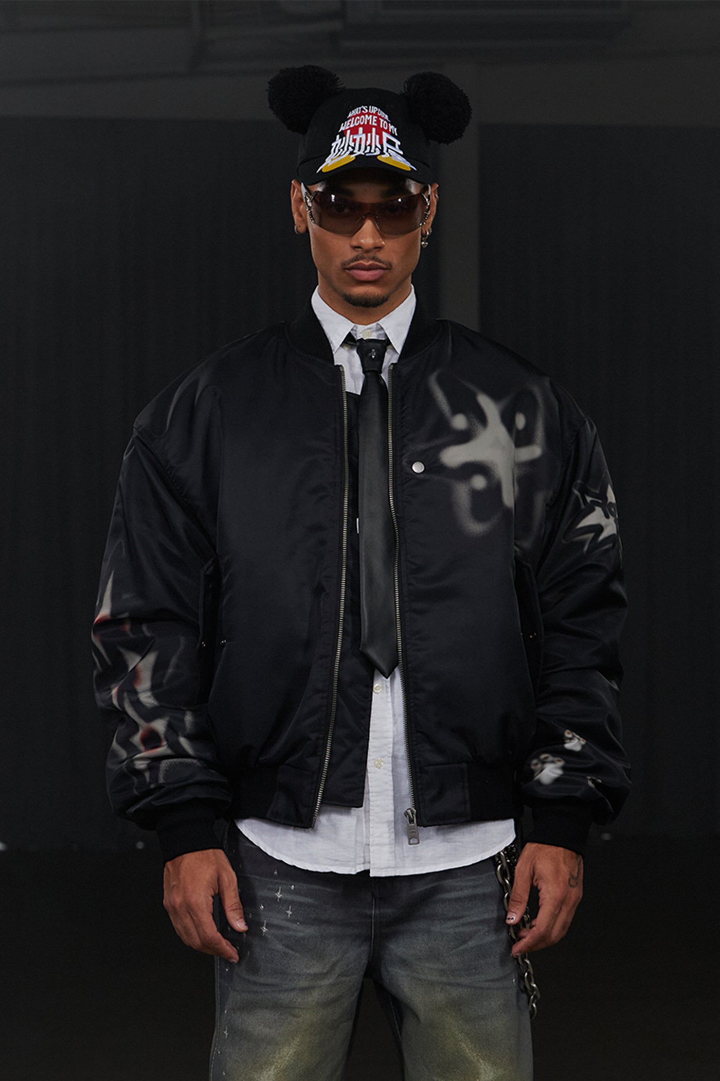 Graffiti Bulldog Bomber Jacket