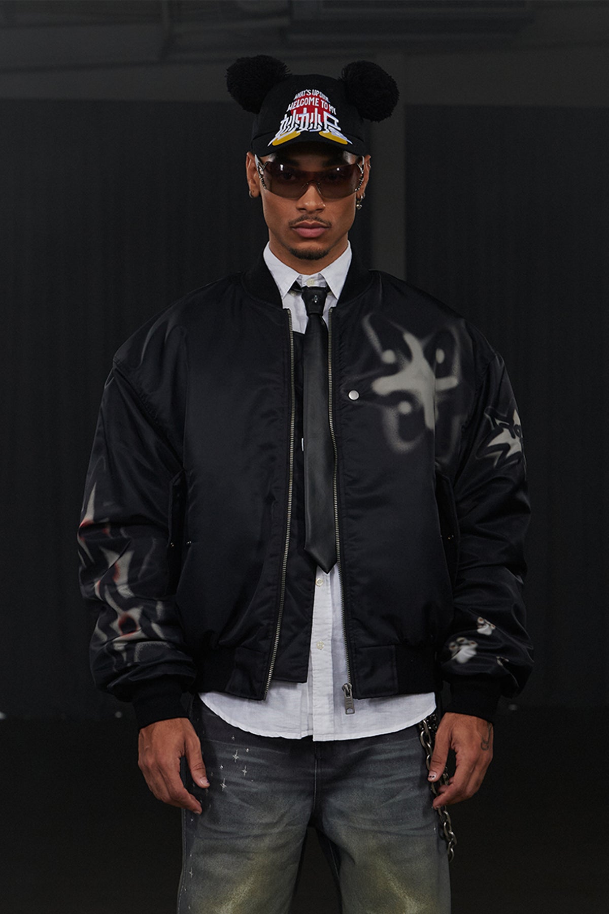 Graffiti Bulldog Bomber Jacket