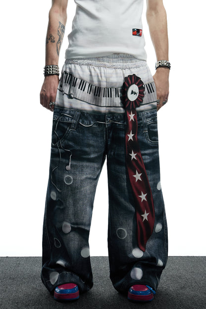 All-Over Print Tie Polka Dot Sweatpants