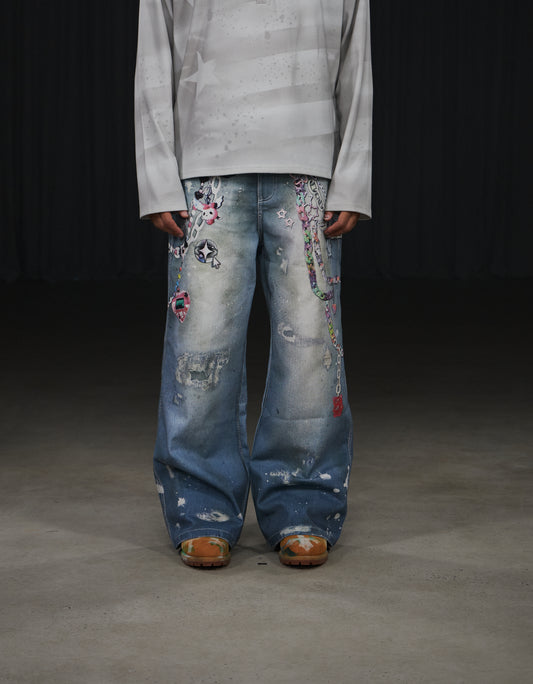 Y2K Cartoon Pendants Print Pants